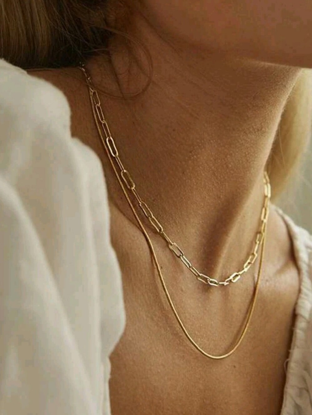 Anthropologie Florence Dainty Minimalist Layered Paperclip Chain Necklace